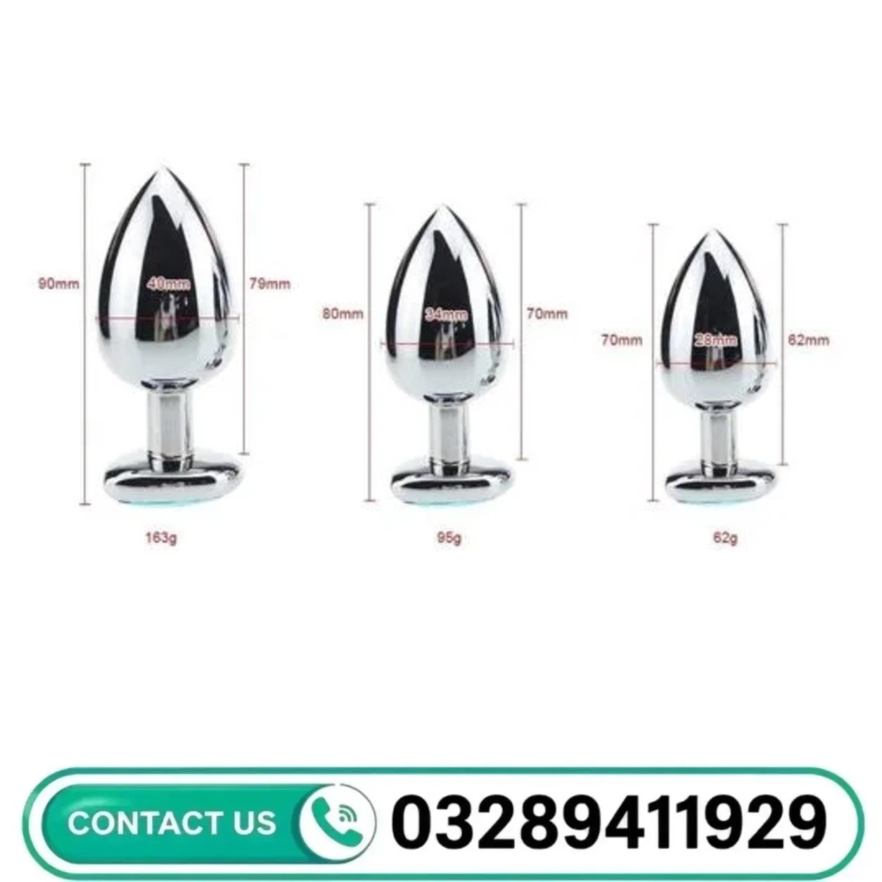 3 Piece Metal Anal Plug Training Kit in Pakistan