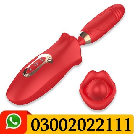 Mouth Biting Vibrator With Thrusting Dildo