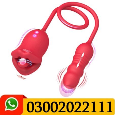 Rose Mouth Tongue Vibrator With Thrusting Bullet