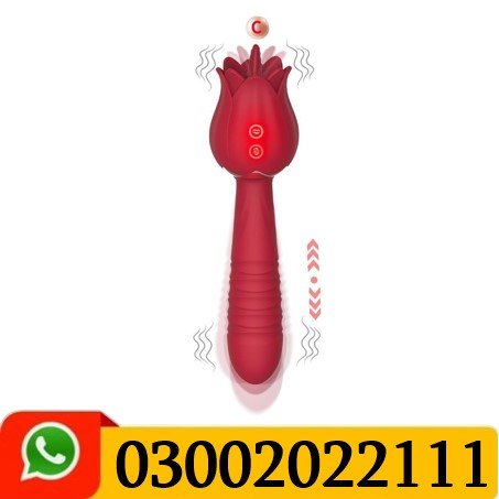 Rose Tongue Toy With Thrusting Wand Vibrator