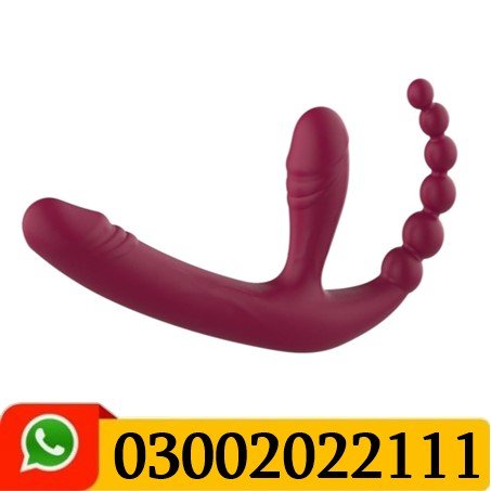 Vibrating Strapless Strap On Triple Dildo Anal G-spot Dildo Lesbian Pegging Dildo Beads Sex Toys